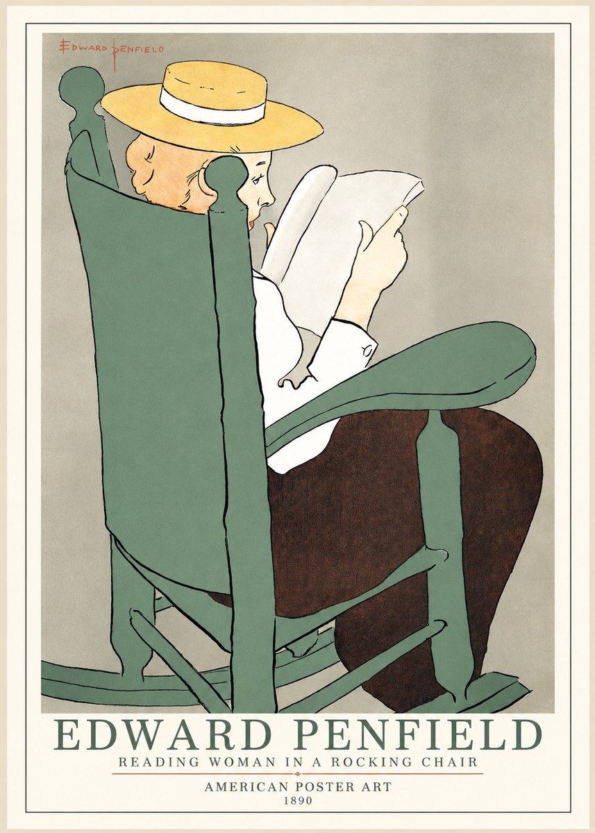 Edward Penfield Reading Woman in a Rocking Chair No1 - Affiche