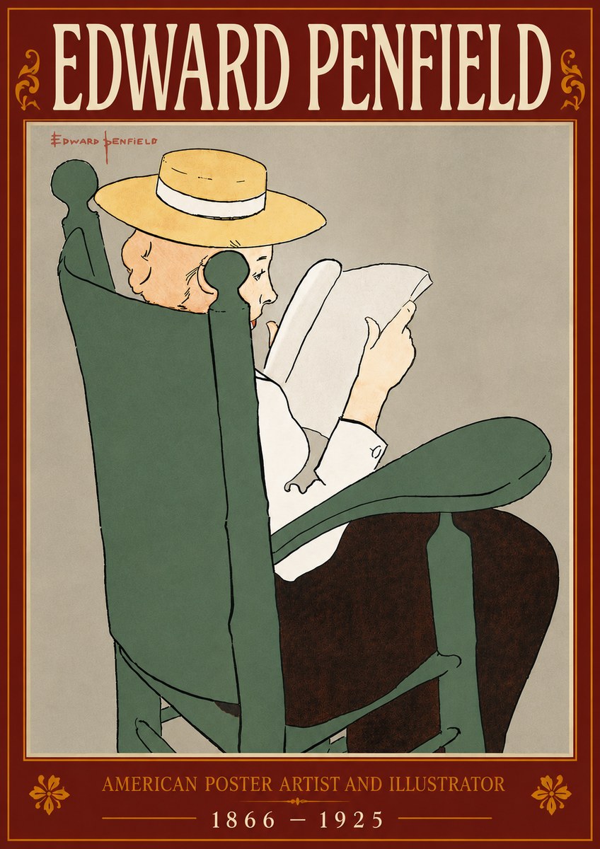 Edward Penfield Reading Woman in a Rocking Chair No6 - Affiche