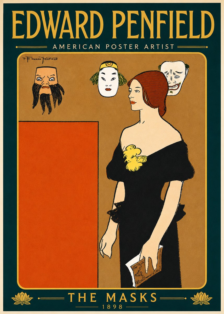 Edward Penfield The Masks No6 - Affiche