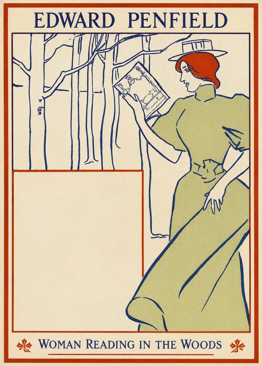 Edward Penfield Woman Reading in the Woods No1 - Affiche