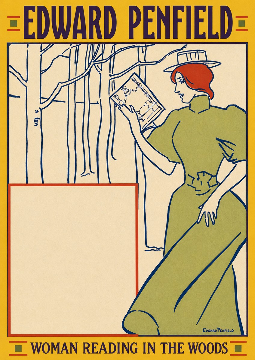 Edward Penfield Woman Reading in the Woods No3 - Affiche