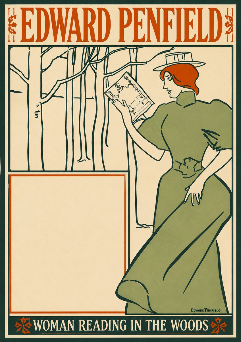 Edward Penfield Woman Reading in the Woods No4 - Affiche