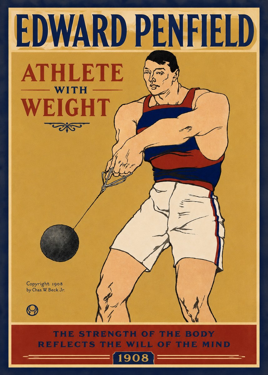 Edward Penfield Athlete with Weight No3 - Affiche