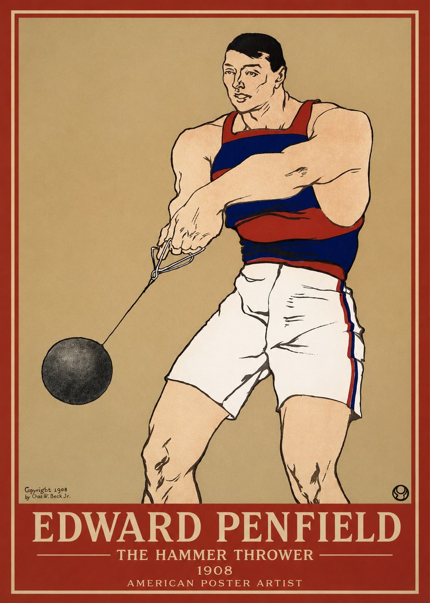 Edward Penfield Athlete with Weight No4 - Affiche