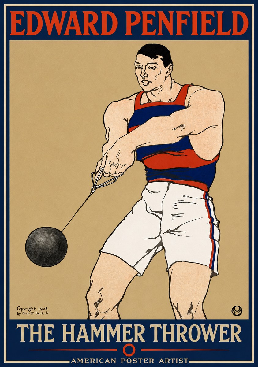 Edward Penfield Athlete with Weight No5 - Affiche