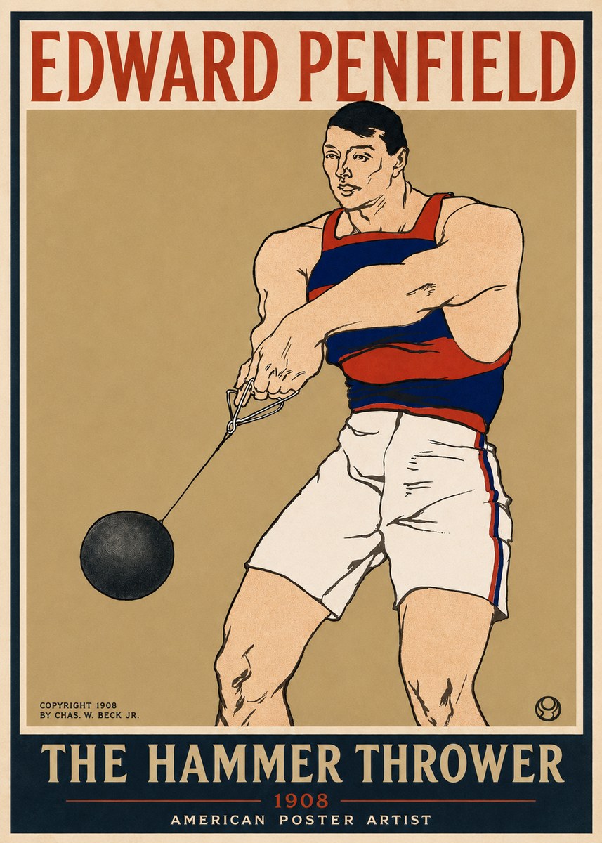 Edward Penfield Athlete with Weight No6 - Affiche
