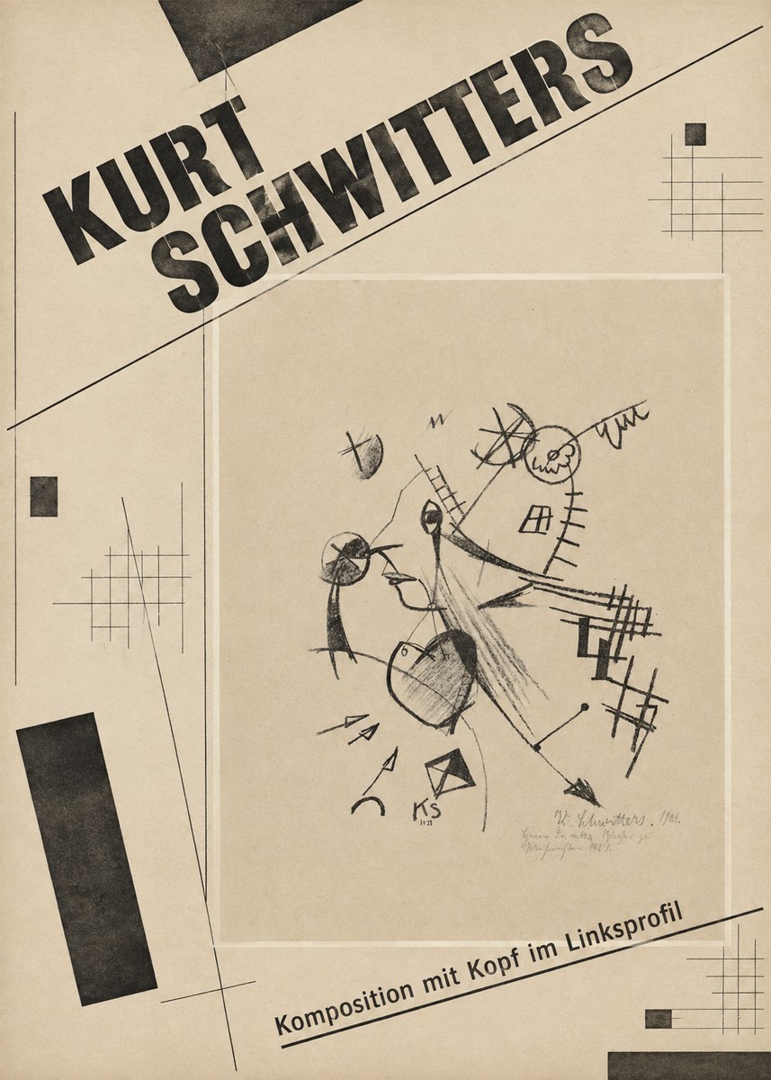 Kurt Schwitters Komposition Mit Kopf Im Linksprofil No3 - Affiche