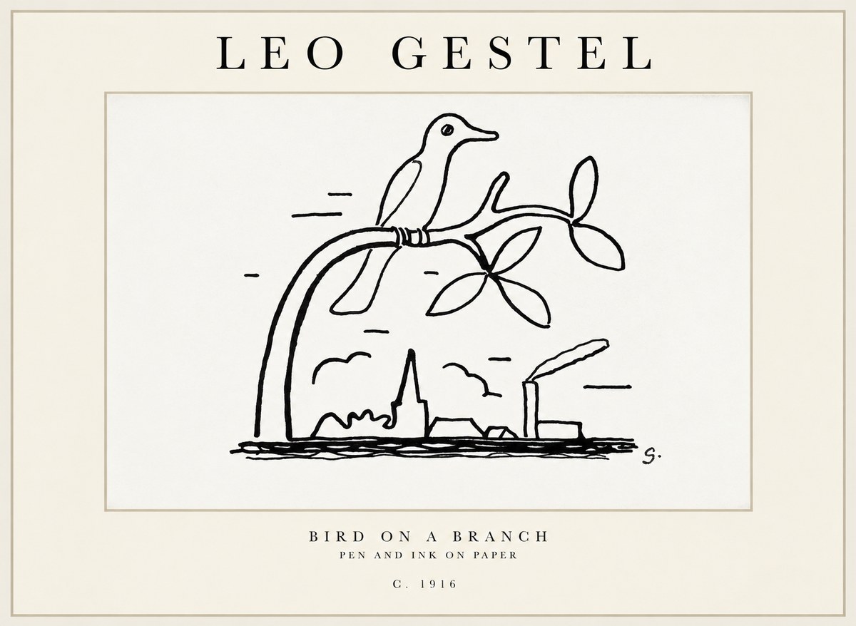 Leo Gestel Bird on a Branch No2 - Affiche