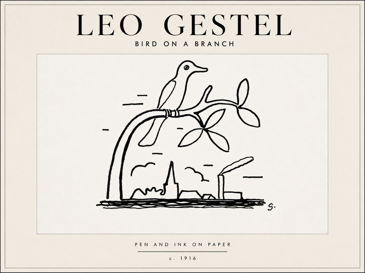 Leo Gestel Bird on a Branch No5 - Affiche