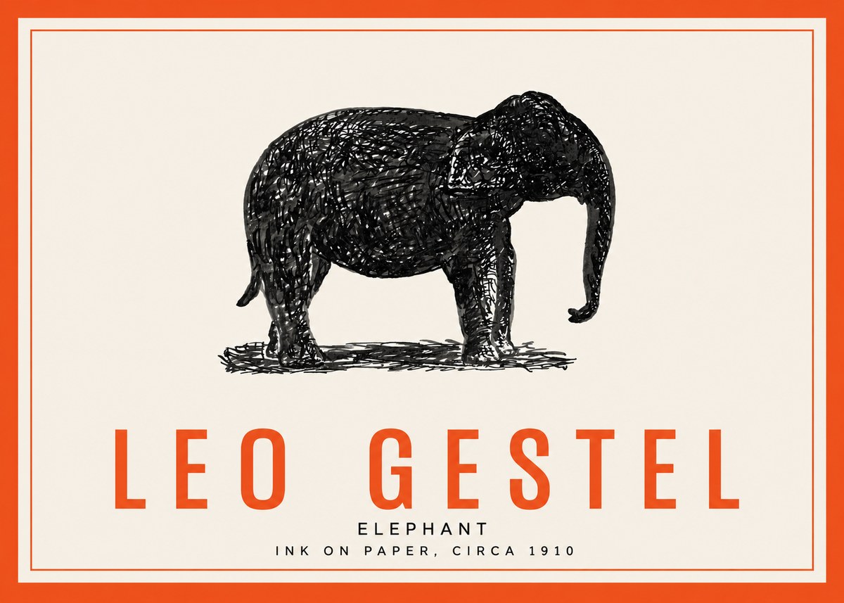 Leo Gestel Elephant No3 - Affiche