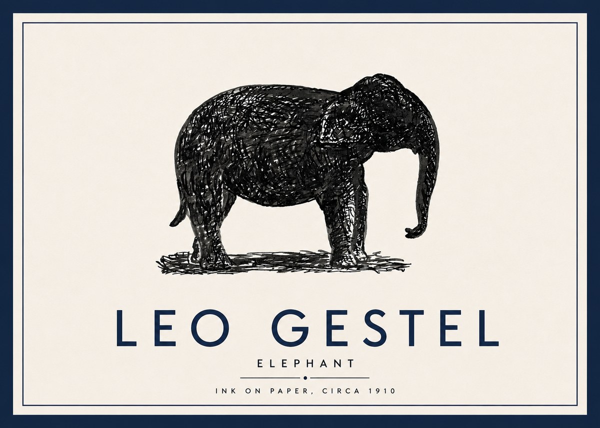 Leo Gestel Elephant No5 - Affiche