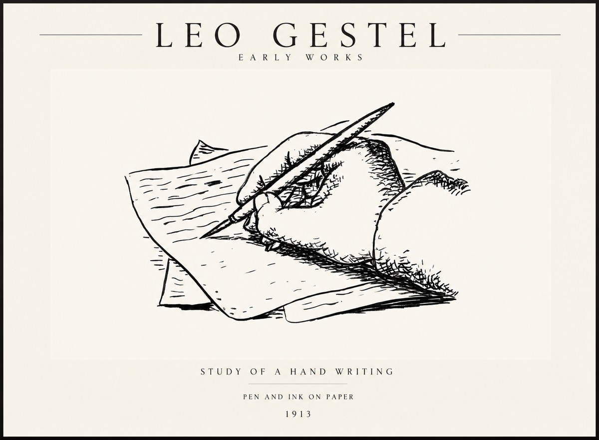 Leo Gestel Study of a Hand Writing No3 - Affiche