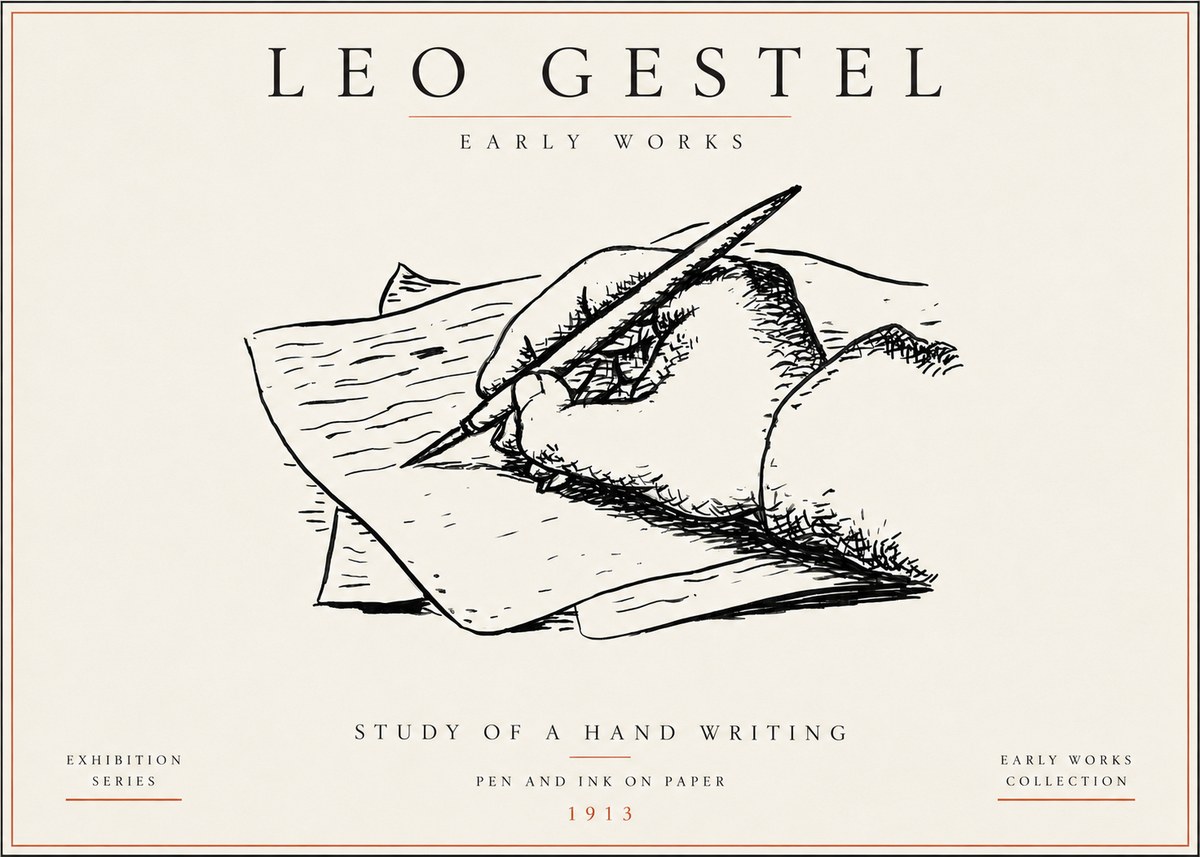 Leo Gestel Study of a Hand Writing No5 - Affiche