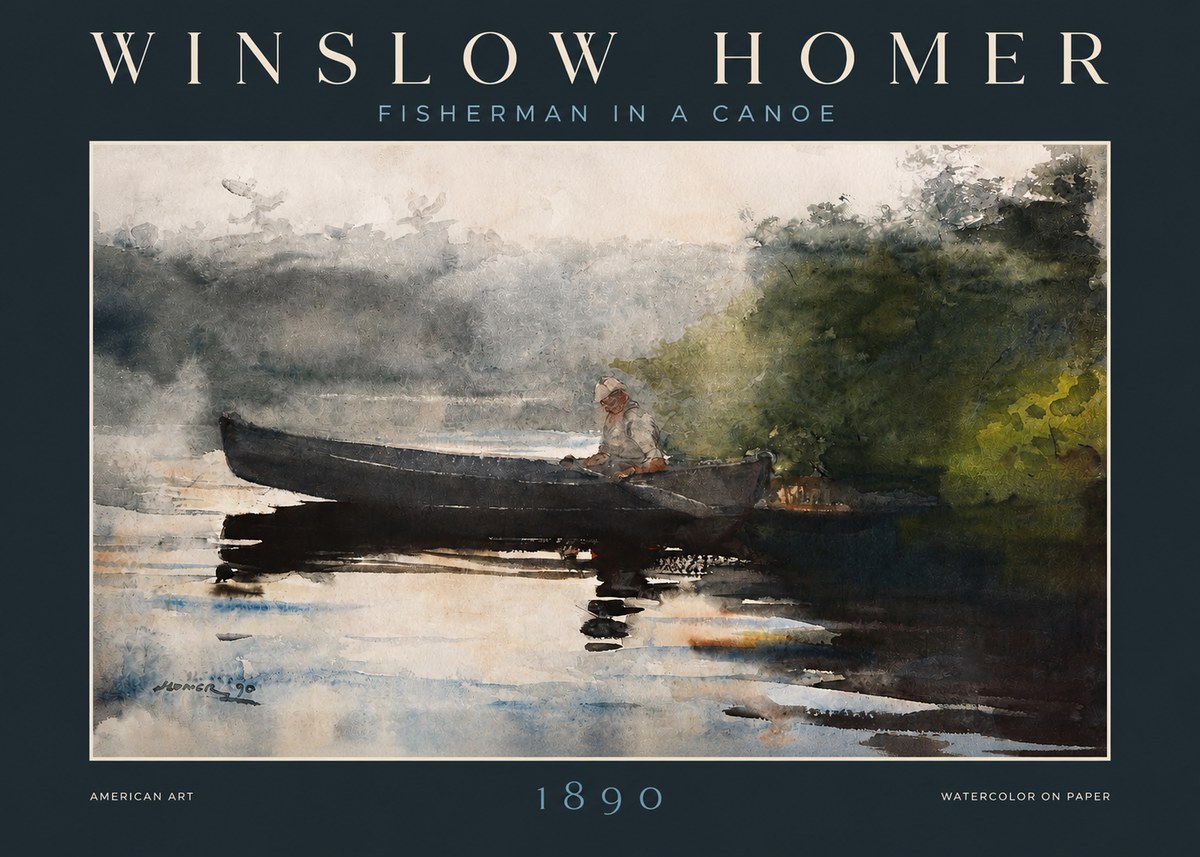 Winslow Homer Fisherman in a Canoe No2 - Affiche