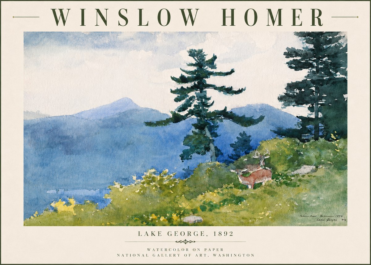 Winslow Homer Lake George, 1892 No4 - Affiche