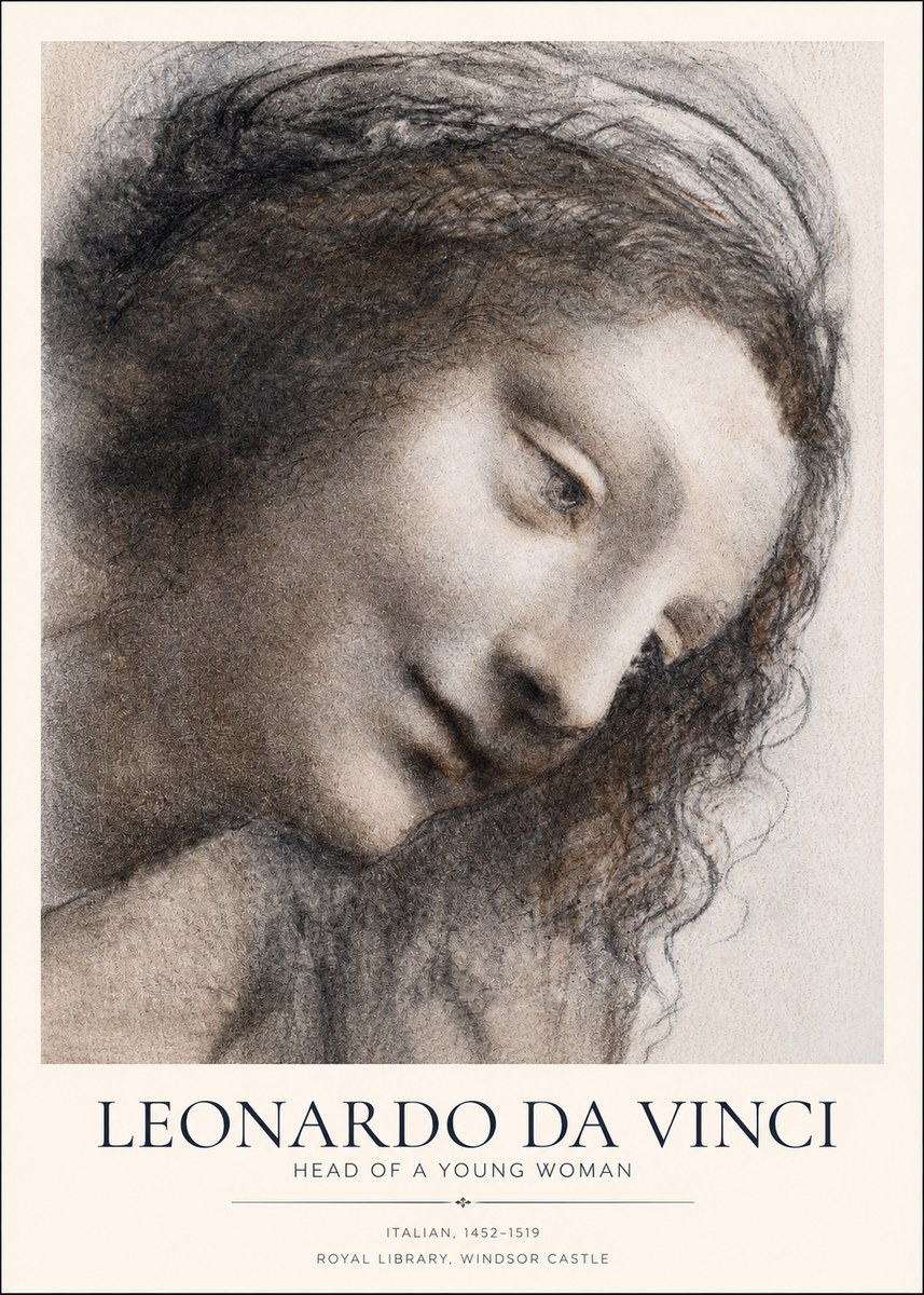 Leonardo da Vinci Head of a Young Woman I No1 - Affiche