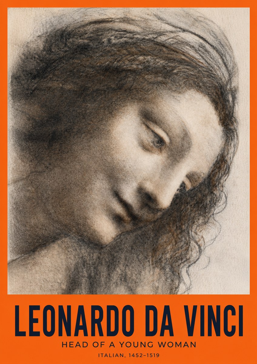 Leonardo da Vinci Head of a Young Woman I No2 - Affiche