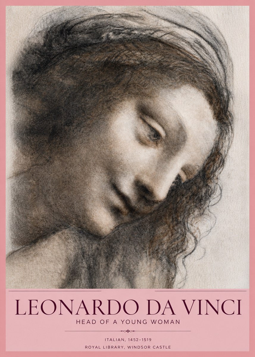 Leonardo da Vinci Head of a Young Woman I No3 - Affiche