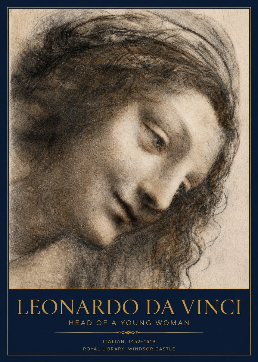 Leonardo da Vinci Head of a Young Woman I No4 - Affiche