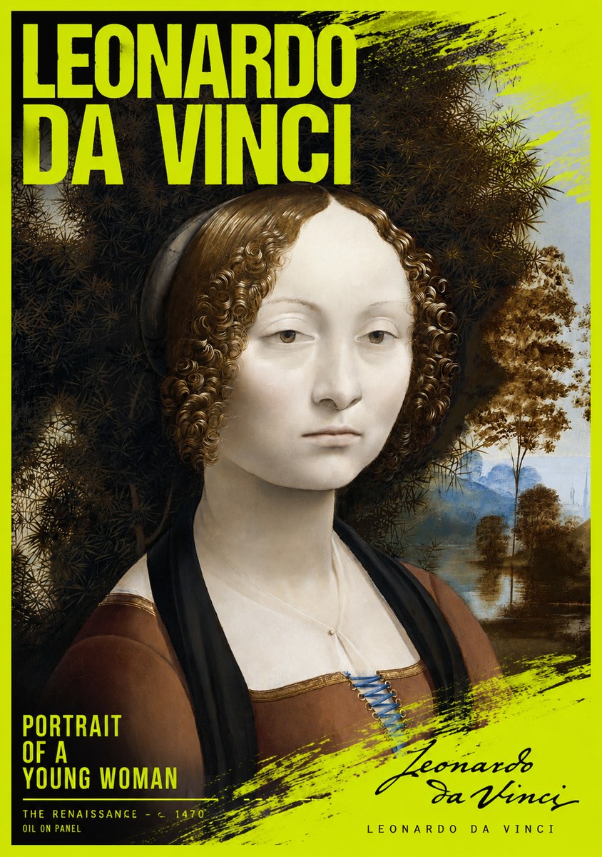 Leonardo da Vinci Portrait of a Young Woman I No2 - Affiche
