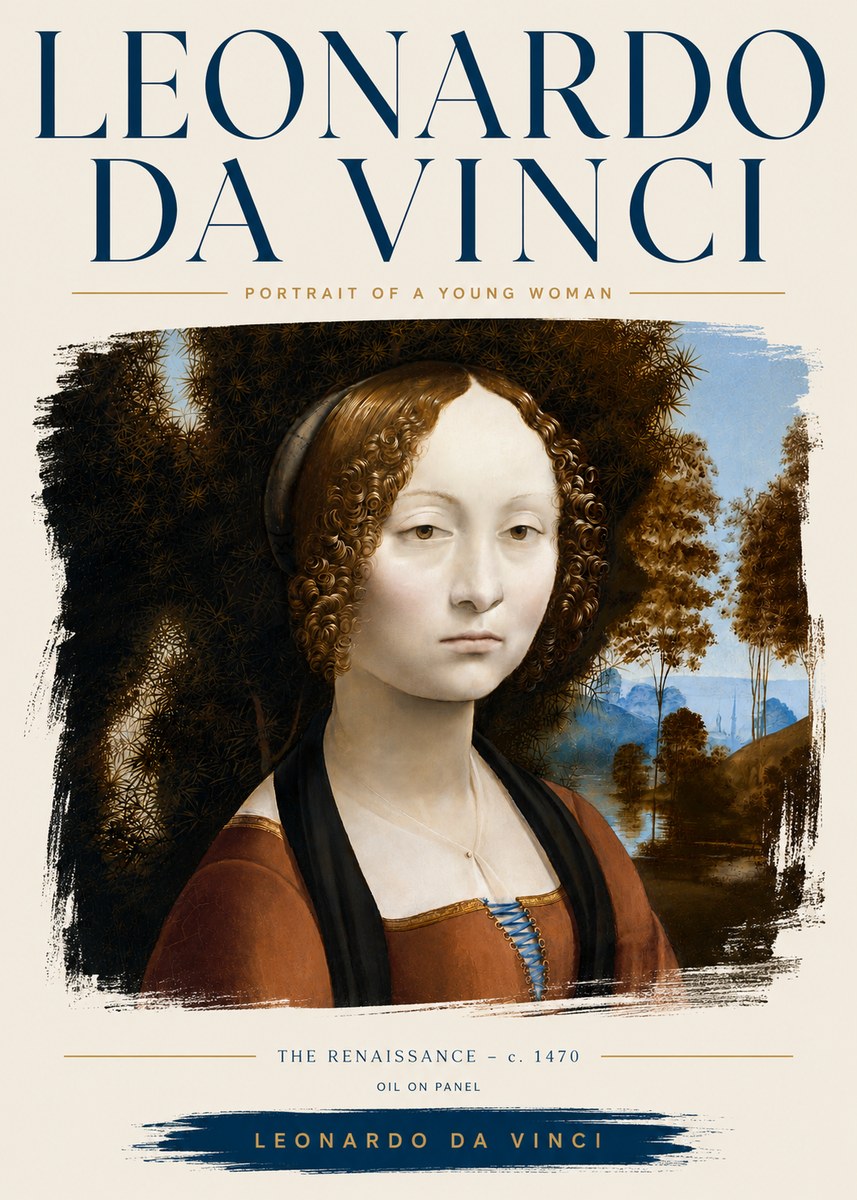 Leonardo da Vinci Portrait of a Young Woman I No6 - Affiche