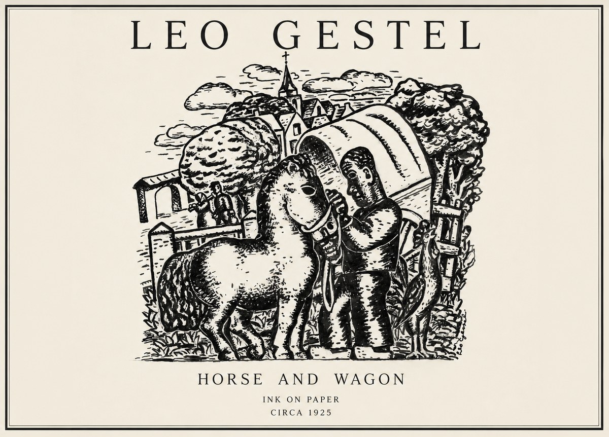 Leo Gestel Horse and Wagon No1 - Affiche