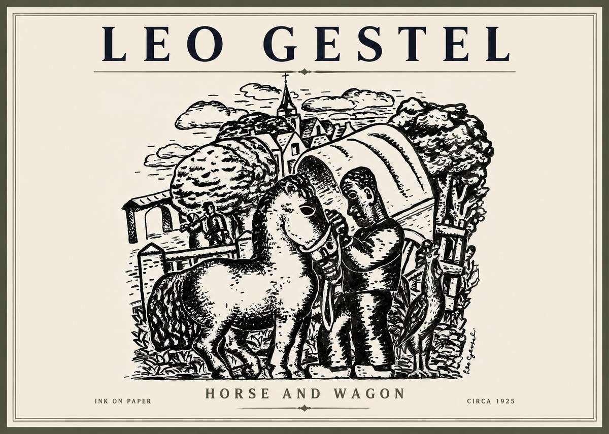 Leo Gestel Horse and Wagon No3 - Affiche