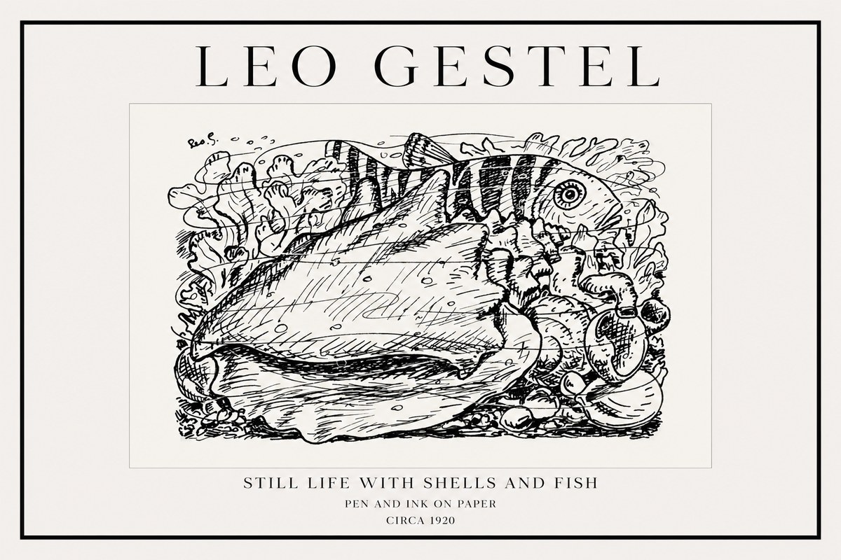 Leo Gestel Still Life with Shells and Fish No1 - Affiche