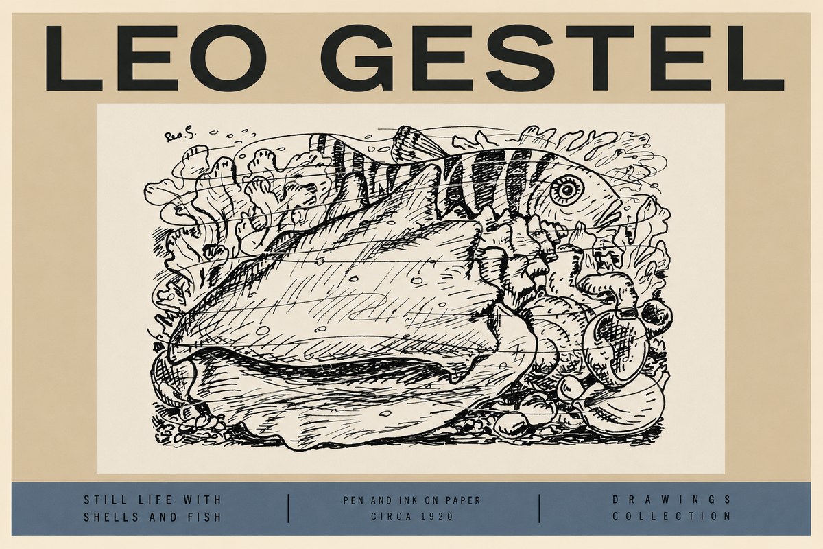 Leo Gestel Still Life with Shells and Fish No2 - Affiche