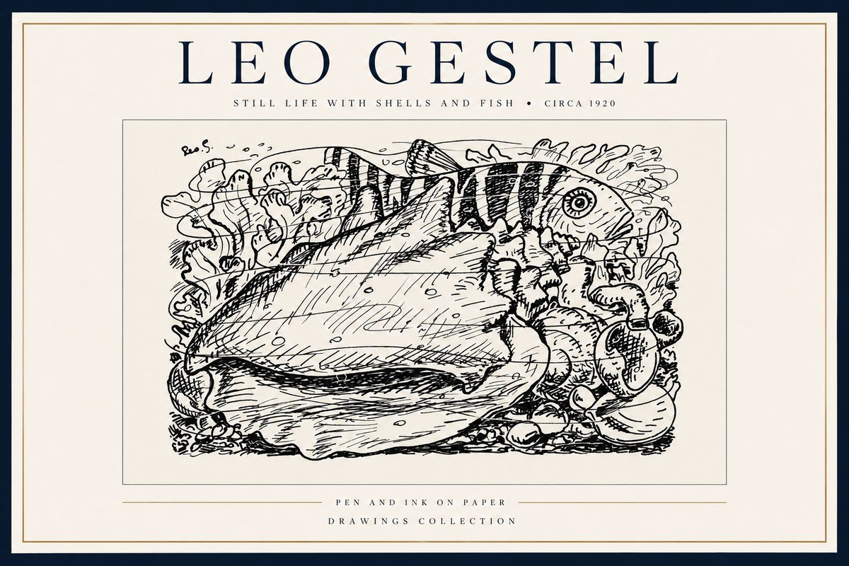 Leo Gestel Still Life with Shells and Fish No3 - Affiche