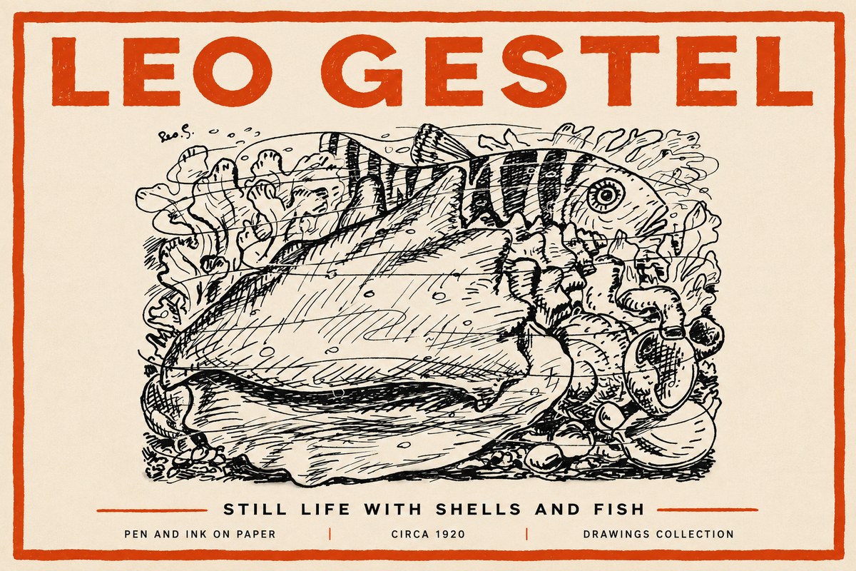 Leo Gestel Still Life with Shells and Fish No4 - Affiche