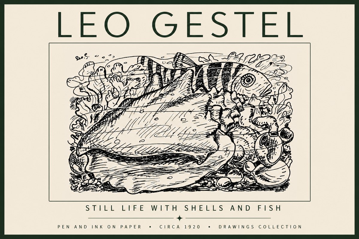Leo Gestel Still Life with Shells and Fish No5 - Affiche