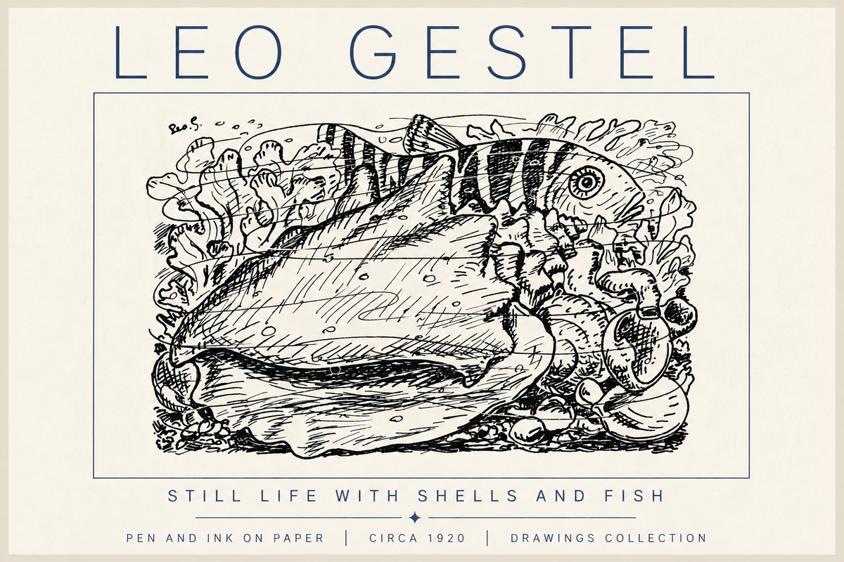 Leo Gestel Still Life with Shells and Fish No6 - Affiche