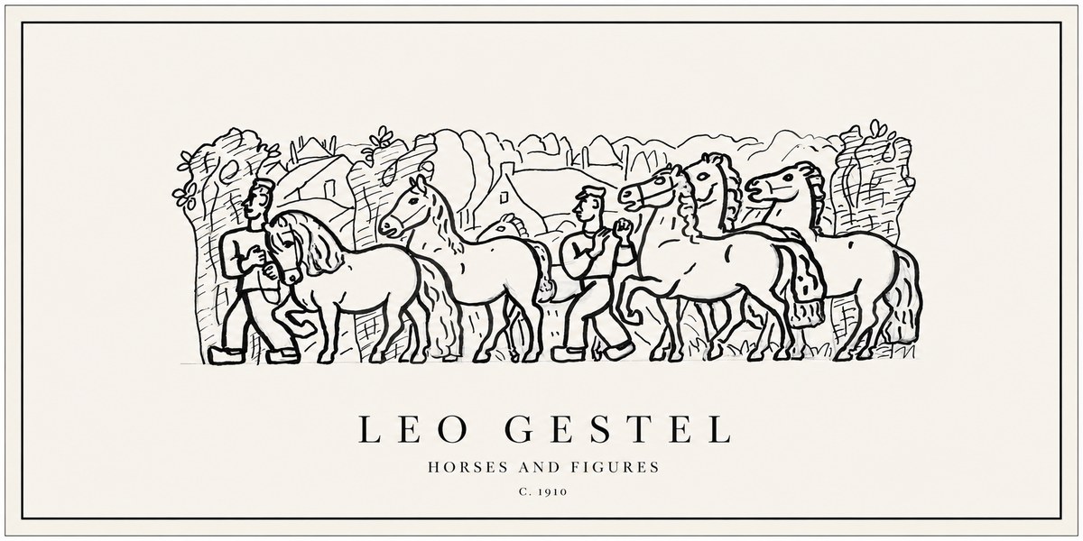 Leo Gestel Horses and Figures No1 - Affiche