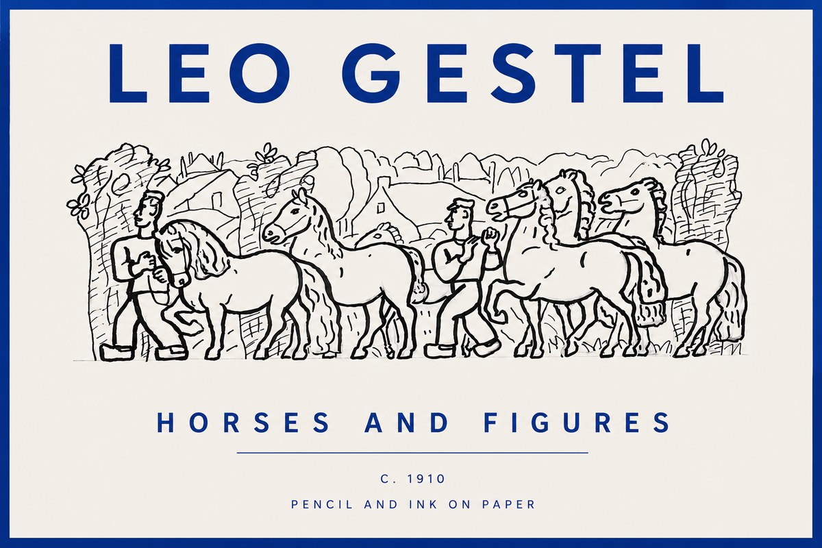 Leo Gestel Horses and Figures No5 - Affiche