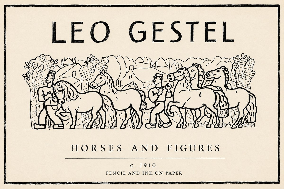Leo Gestel Horses and Figures No6 - Affiche