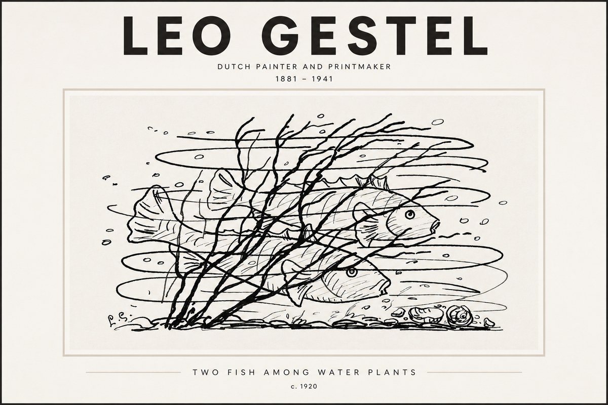 Leo Gestel Two Fish Among Water Plants No3 - Affiche