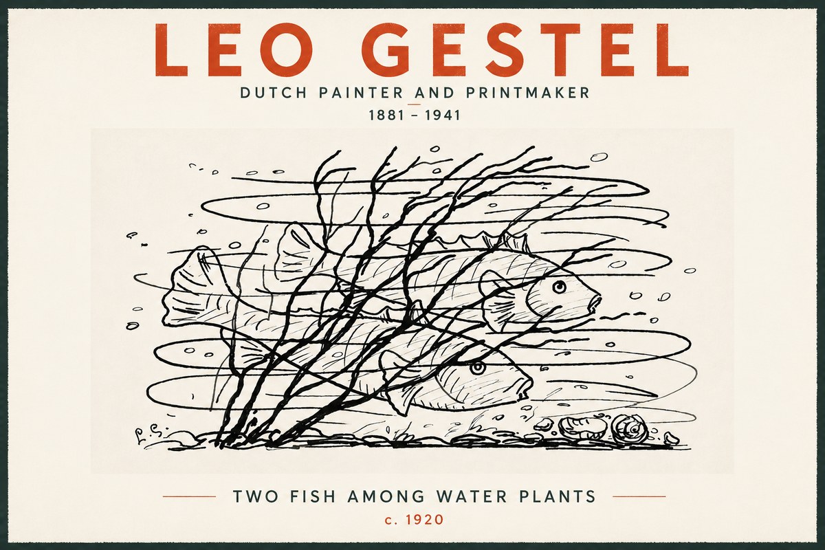 Leo Gestel Two Fish Among Water Plants No5 - Affiche