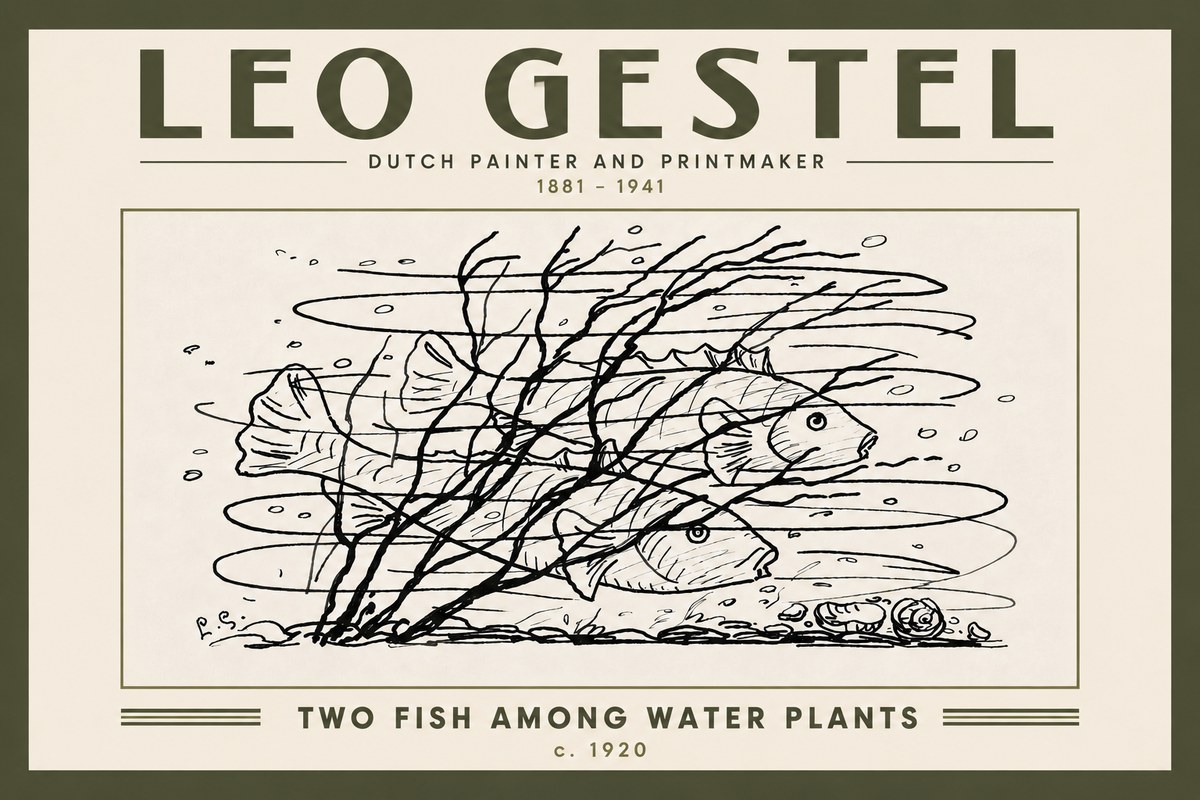 Leo Gestel Two Fish Among Water Plants No6 - Affiche