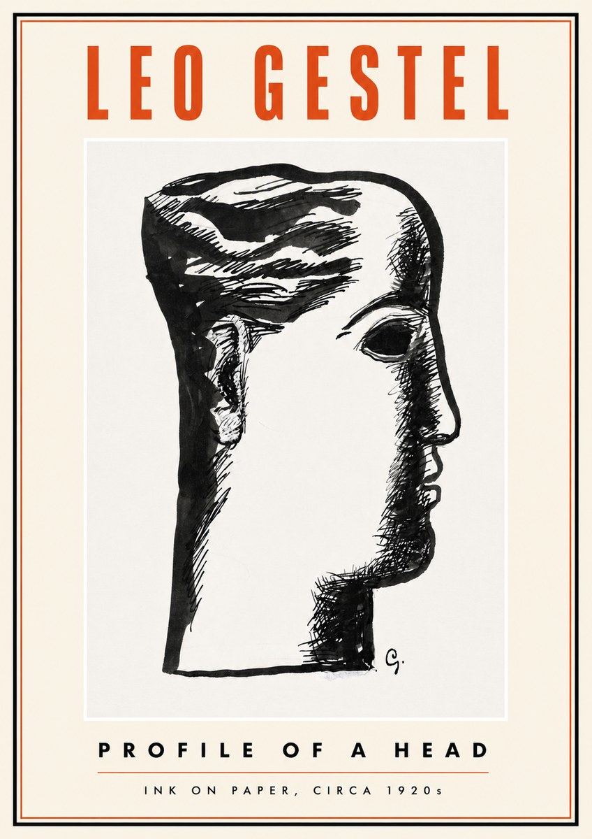 Leo Gestel Profile of a Head No5 - Affiche