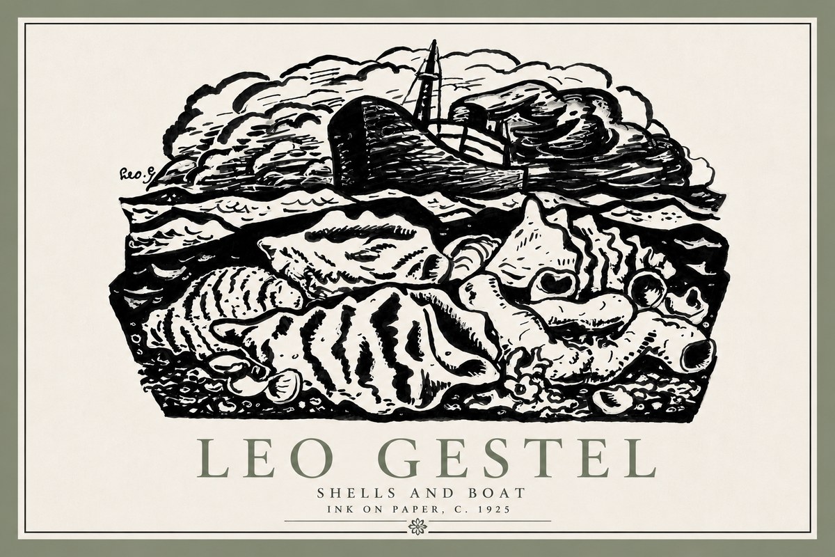 Leo Gestel Shells and Boat No6 - Affiche