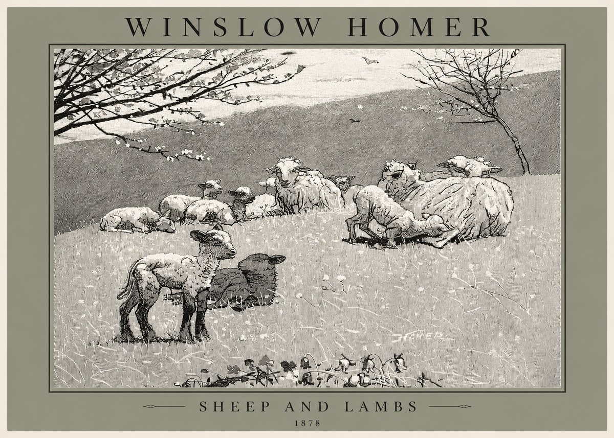 Winslow Homer Sheep and Lambs No2 - Affiche