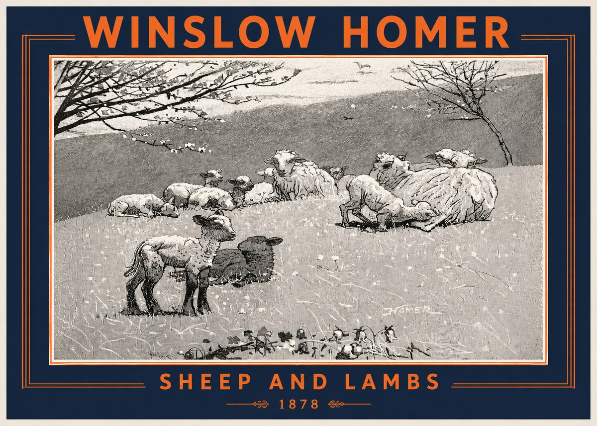 Winslow Homer Sheep and Lambs No3 - Affiche