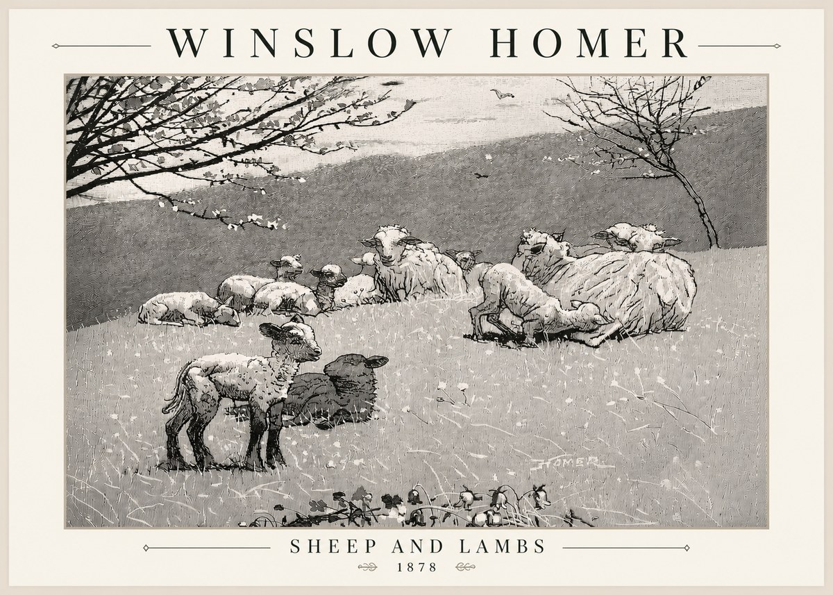 Winslow Homer Sheep and Lambs No5 - Affiche