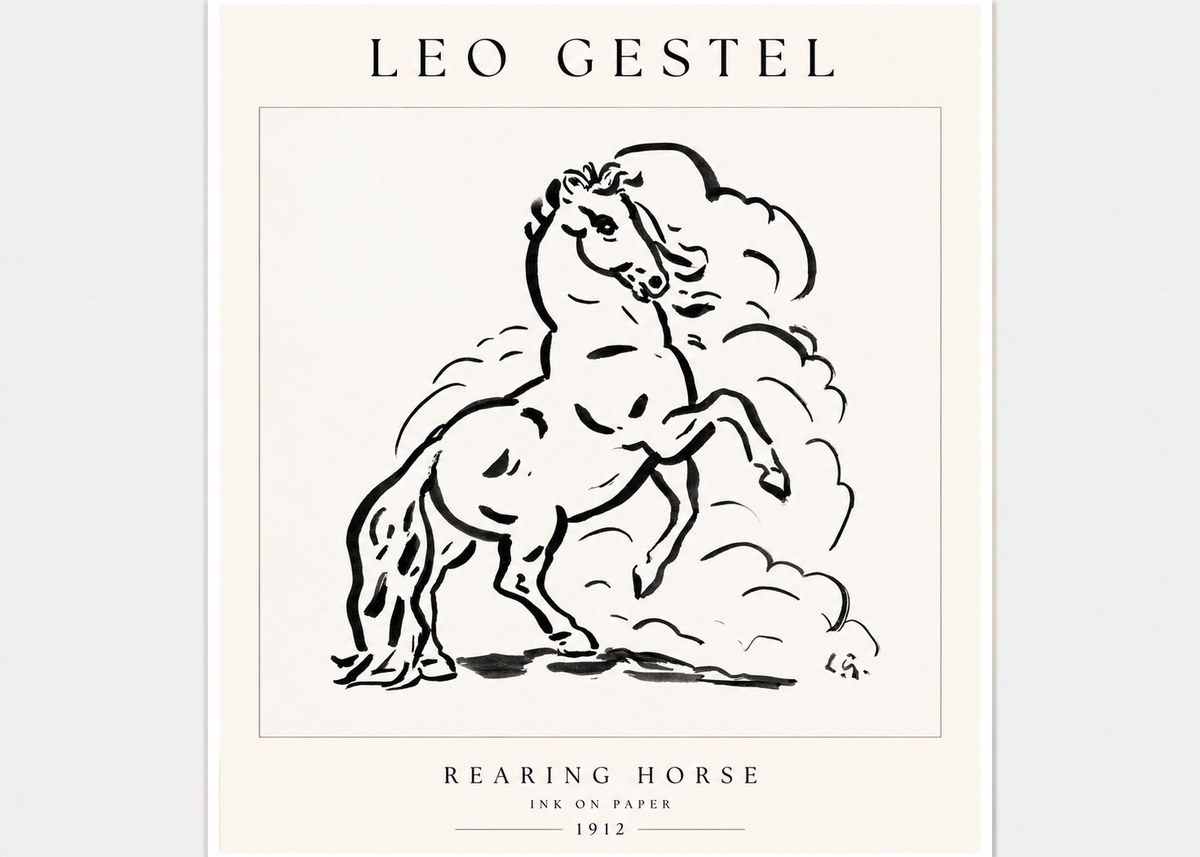 Leo Gestel Rearing Horse No1 - Affiche