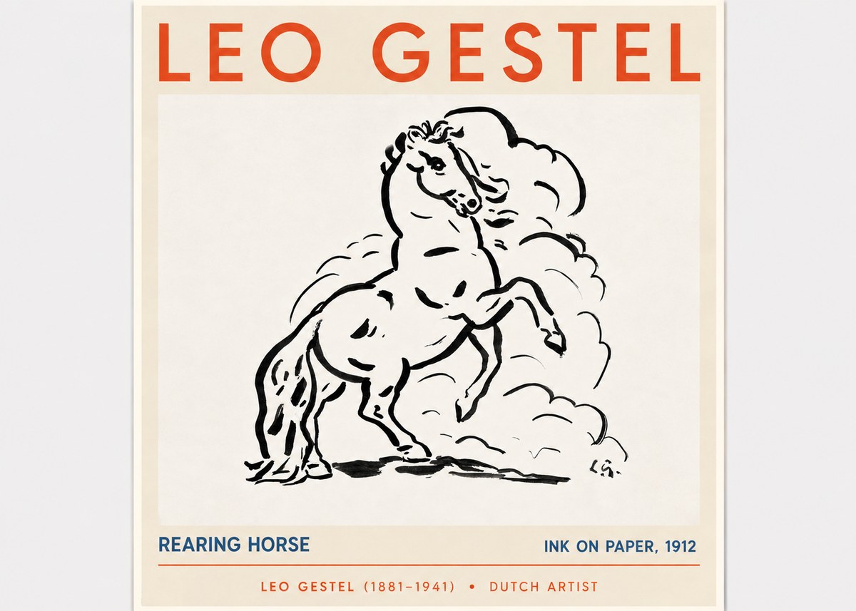 Leo Gestel Rearing Horse No5 - Affiche