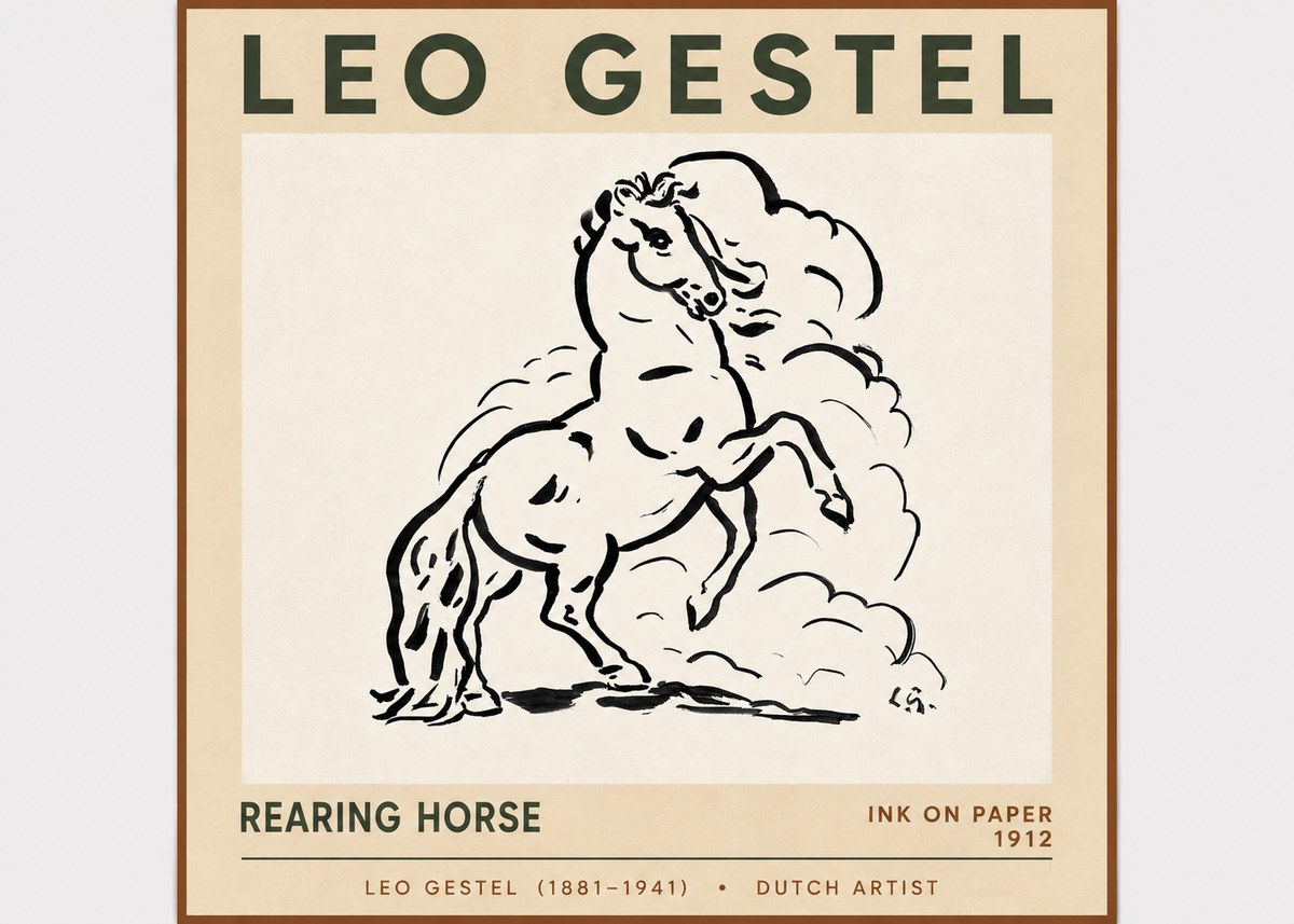 Leo Gestel Rearing Horse No6 - Affiche