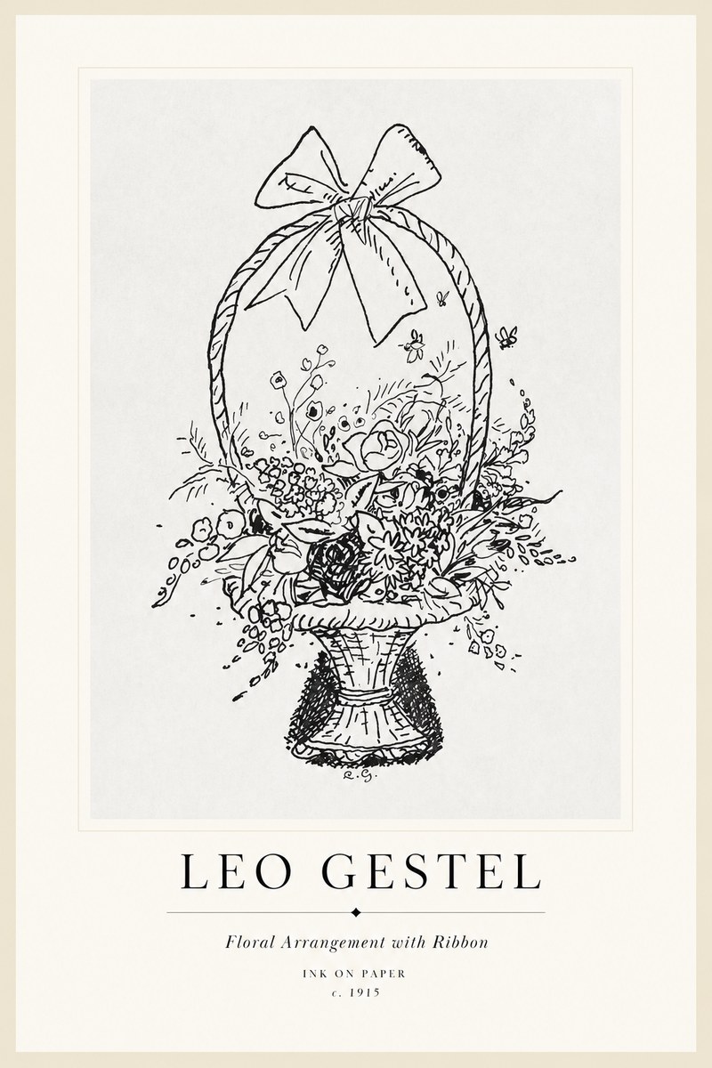 Leo Gestel Floral Arrangement with Ribbon No1 - Affiche