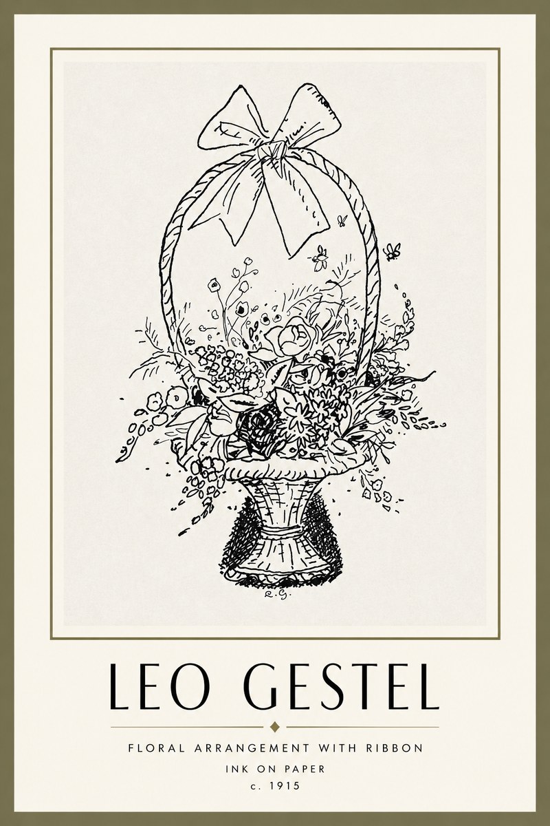 Leo Gestel Floral Arrangement with Ribbon No4 - Affiche