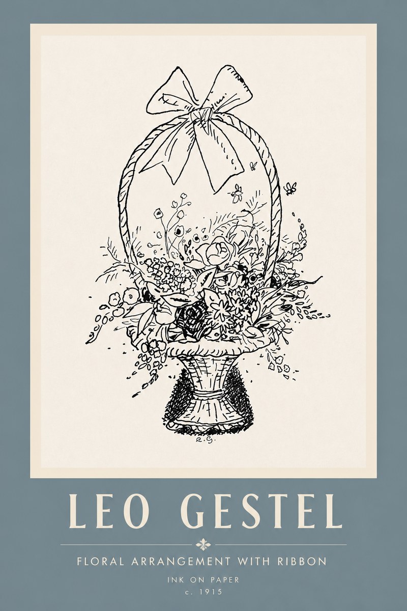 Leo Gestel Floral Arrangement with Ribbon No5 - Affiche